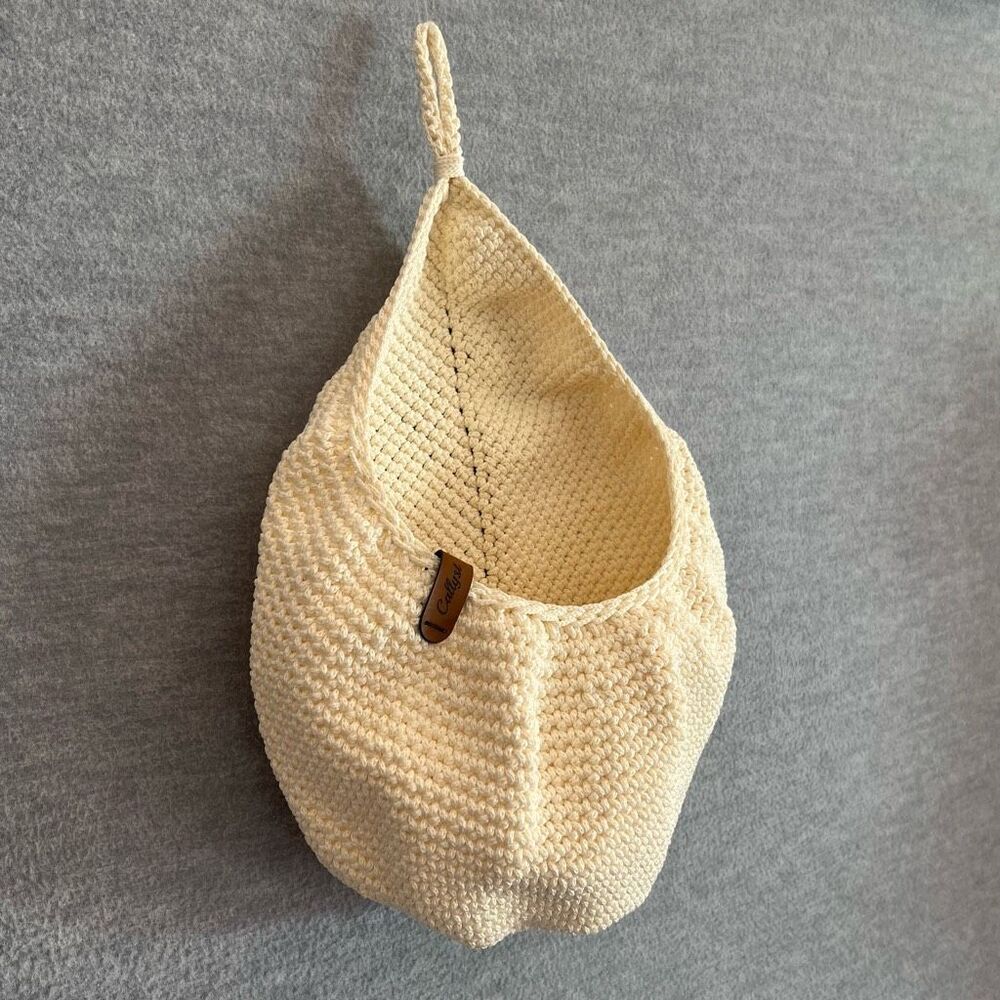 Callyst Wall Hanging Crochet Basket Boho Bohemian Chic Hygge Cottagecore Neutral